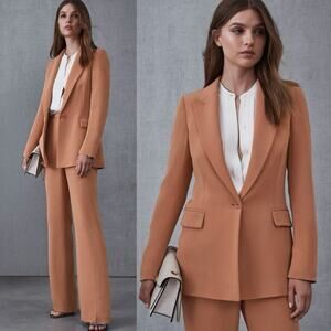 REISS Rust Nuria Tailored Blazer 6 Peak Lapel Slim Straight Pant Full Suit 4 NEW